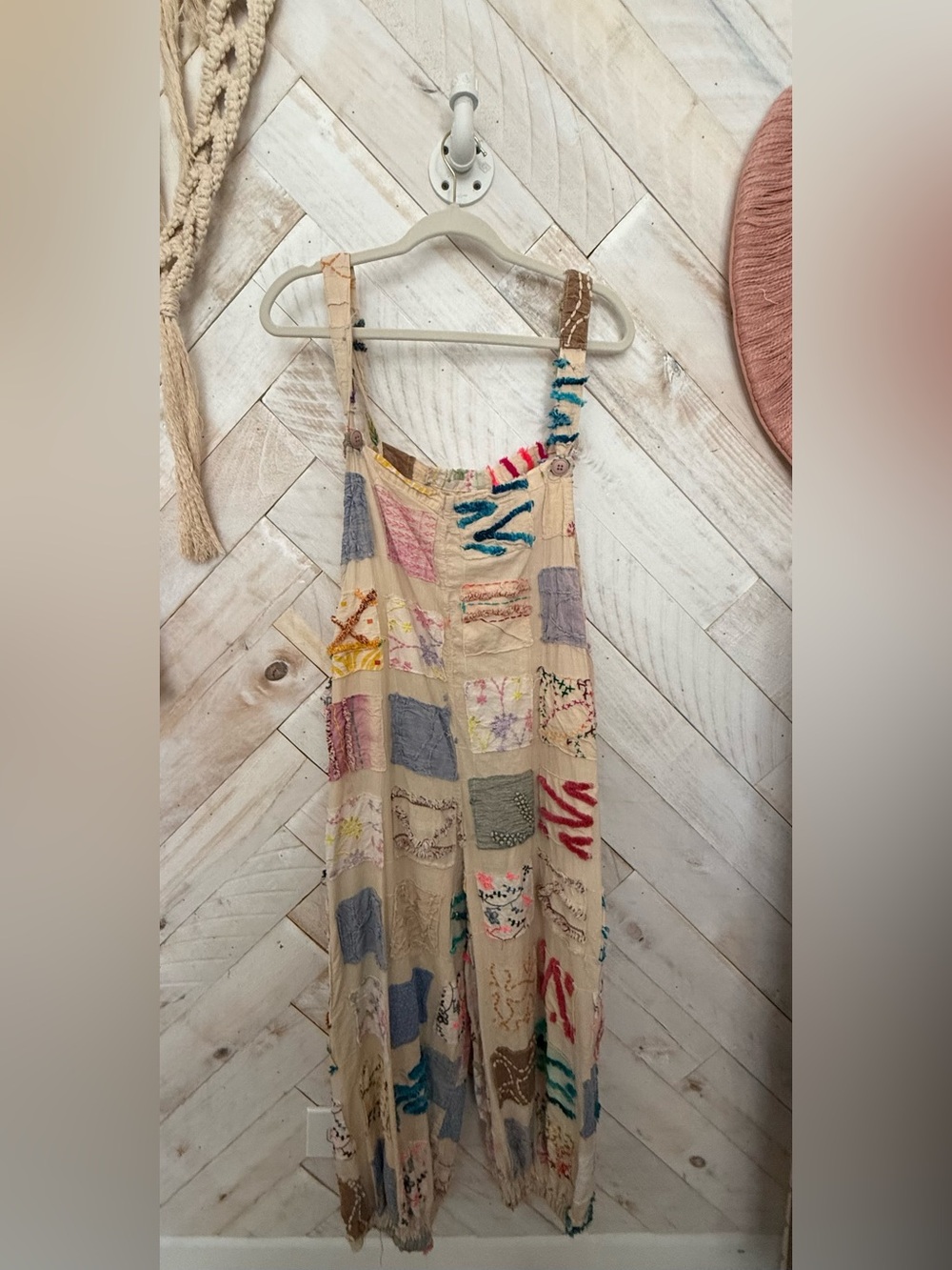 Jaded Gypsy Bohemian Patchwork Beige Maxi Dress